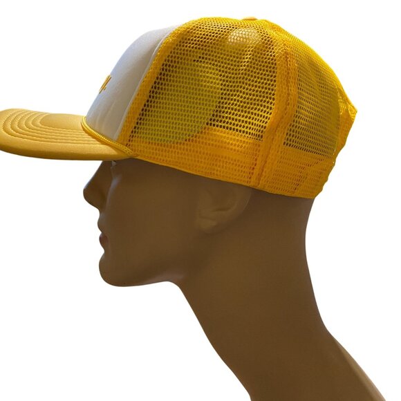 Mad Happy Classic foam trucker snap back hat yellow OS NEW - Picture 3 of 7